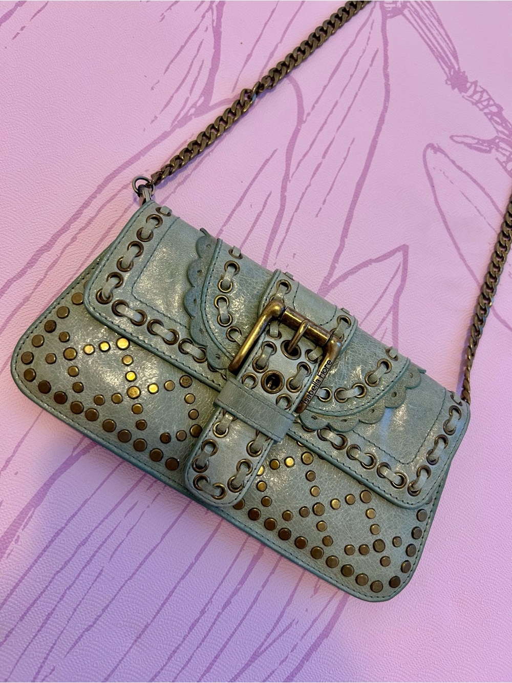 Isabella Fiore Green Studded purse